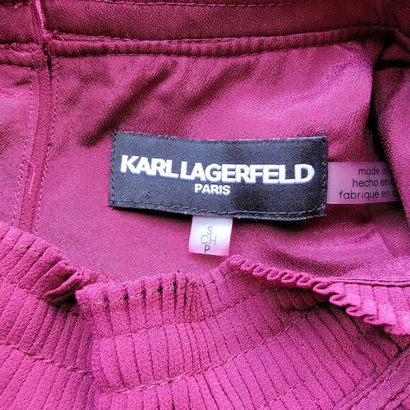 Karl Lagerfeld Lace Accent Turtleneck Blouse - Picture 3 of 3